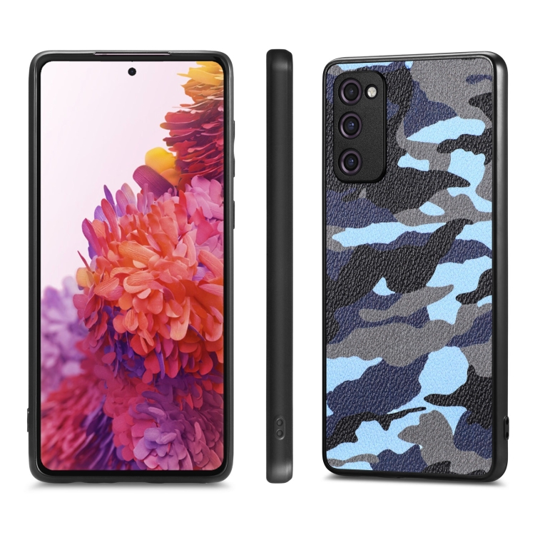 For Samsung Galaxy S20 FE Camouflage Leather Back Cover Phone Case(Blue) For Samsung Galaxy S20 FE Camouflage Leather Back Cover Phone Case(Blue)