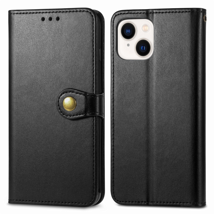 For  iPhone 15 Pro Max Retro Solid Color Buckle Leather Phone Case(Black) - 1