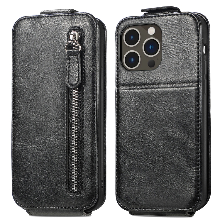 For iPhone 15 Pro Zipper Wallet Vertical Flip Leather Phone Case(Black) For iPhone 15 Pro Zipper Wallet Vertical Flip Leather Phone Case(Black)