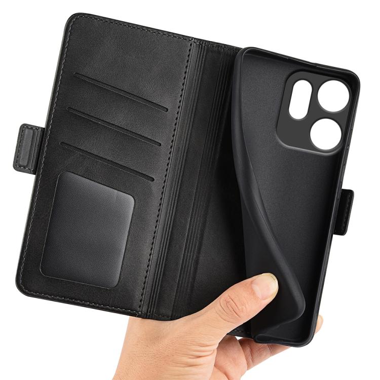 For OPPO Reno14 F 5G Dual-side Magnetic Buckle Horizontal Flip Leather Phone Case(Black)