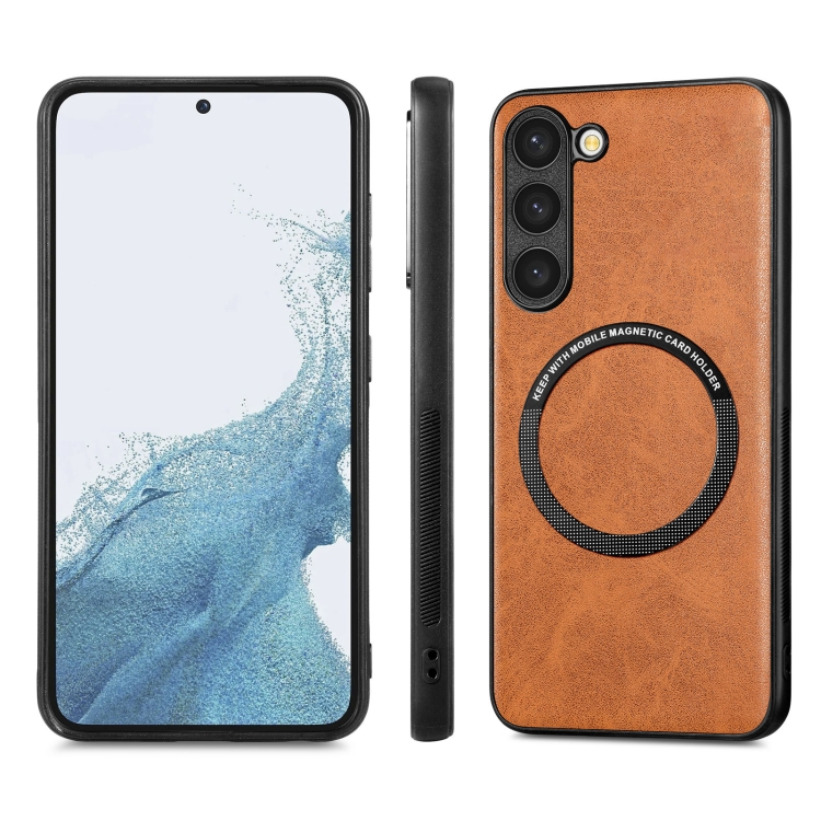 For Samsung Galaxy S22+ 5G Solid Color Leather Skin Back Cover Phone Case(Brown) For Samsung Galaxy S22+ 5G Solid Color Leather Skin Back Cover Phone Case(Brown)
