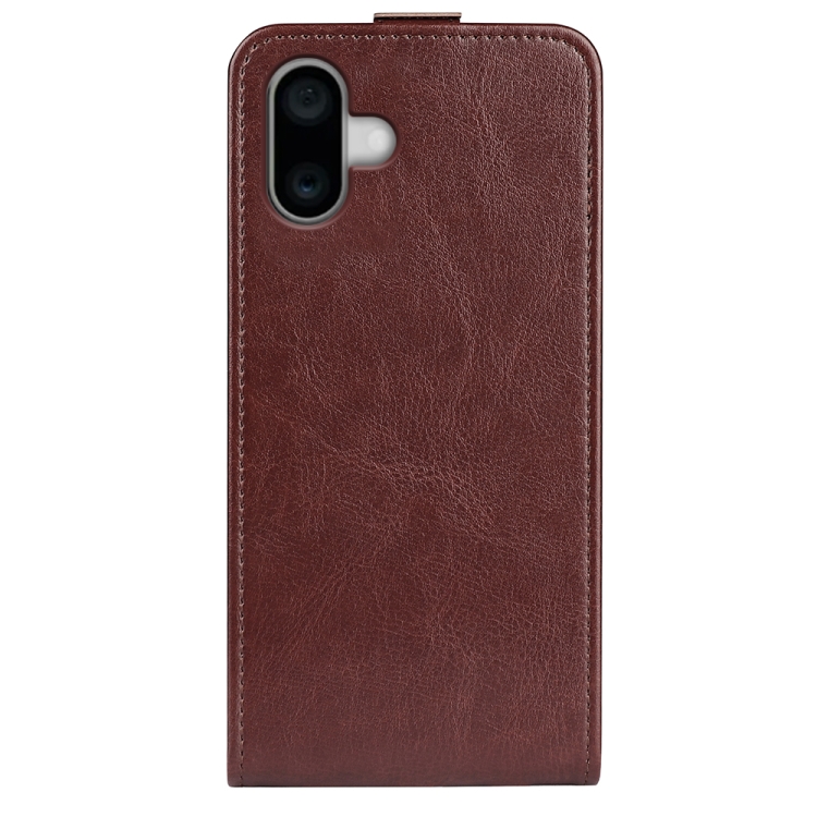 For iPhone 16 R64 Texture Single Vertical Flip Leather Phone Case(Brown) For iPhone 16 R64 Texture Single Vertical Flip Leather Phone Case(Brown)