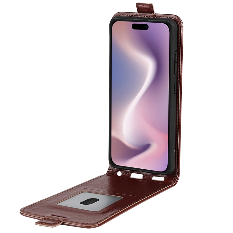 For iPhone 16 R64 Texture Single Vertical Flip Leather Phone Case(Brown) For iPhone 16 R64 Texture Single Vertical Flip Leather Phone Case(Brown)
