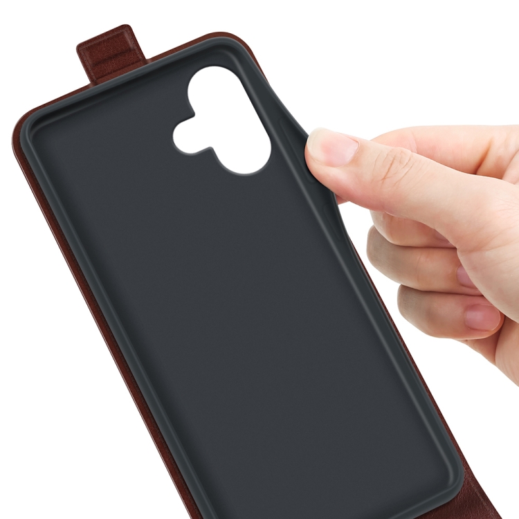 For iPhone 16 R64 Texture Single Vertical Flip Leather Phone Case(Brown) For iPhone 16 R64 Texture Single Vertical Flip Leather Phone Case(Brown)