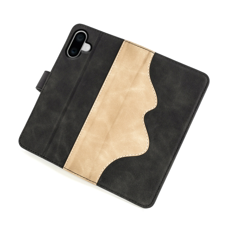 For iPhone 16 Plus Stitching Horizontal Flip Leather Phone Case(Black) For iPhone 16 Plus Stitching Horizontal Flip Leather Phone Case(Black)