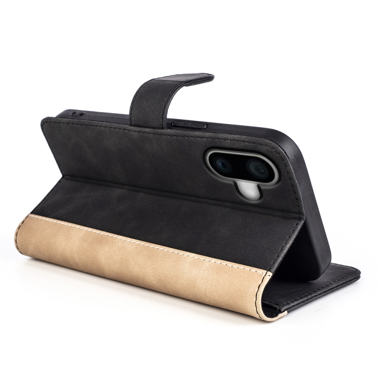 For iPhone 16 Plus Stitching Horizontal Flip Leather Phone Case(Black) For iPhone 16 Plus Stitching Horizontal Flip Leather Phone Case(Black)