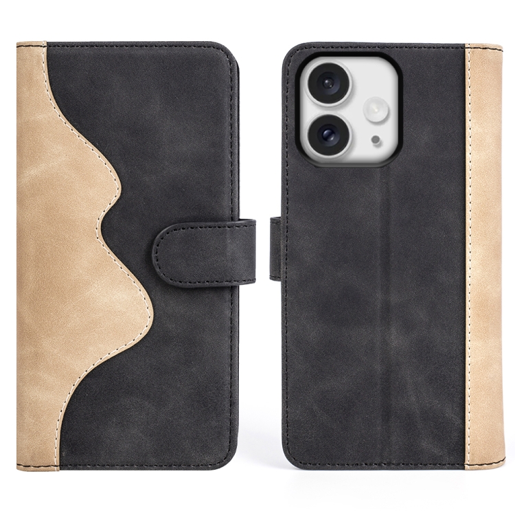 For iPhone 16 Pro Stitching Horizontal Flip Leather Phone Case(Black) For iPhone 16 Pro Stitching Horizontal Flip Leather Phone Case(Black)
