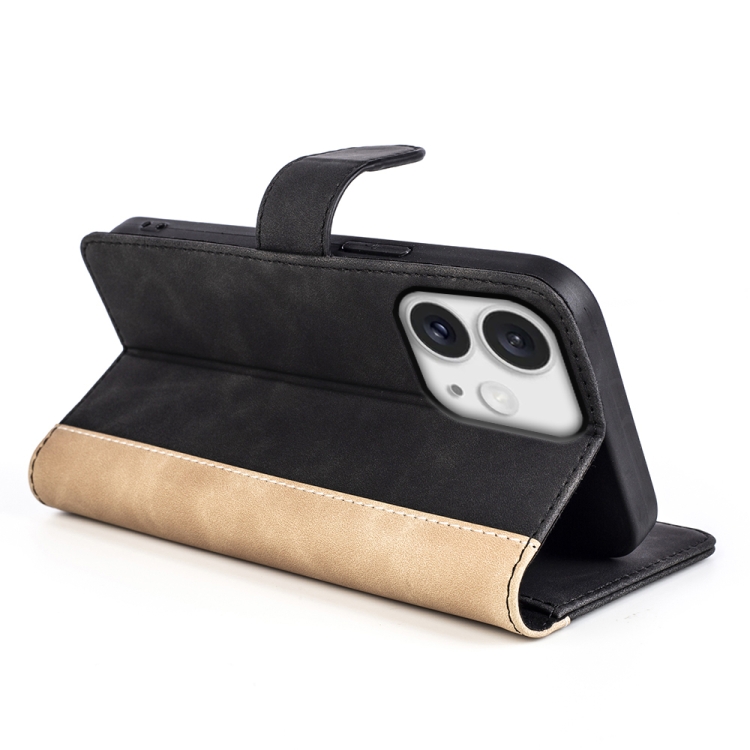 For iPhone 16 Pro Stitching Horizontal Flip Leather Phone Case(Black) For iPhone 16 Pro Stitching Horizontal Flip Leather Phone Case(Black)