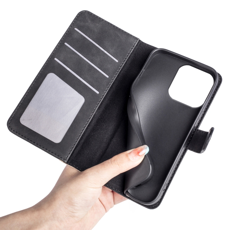 For iPhone 16 Pro Stitching Horizontal Flip Leather Phone Case(Black) For iPhone 16 Pro Stitching Horizontal Flip Leather Phone Case(Black)