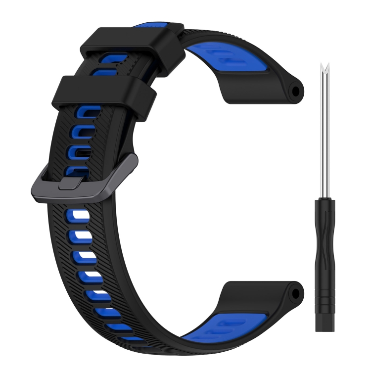 Pour Garmin Fenix 5 Plus Sports Bracelet de montre en silicone bicolore  (noir + bleu)