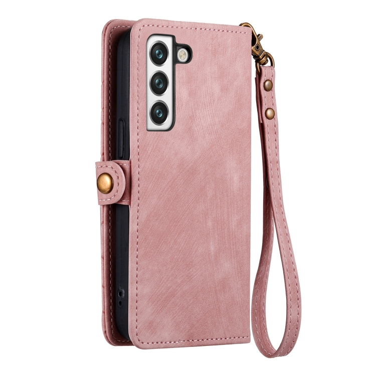 For Samsung Galaxy S23 5G Geometric Zipper Wallet Side Buckle Leather Phone Case(Pink) For Samsung Galaxy S23 5G Geometric Zipper Wallet Side Buckle Leather Phone Case(Pink)