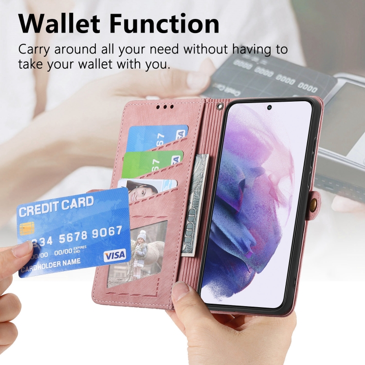 For Samsung Galaxy S23 5G Geometric Zipper Wallet Side Buckle Leather Phone Case(Pink) For Samsung Galaxy S23 5G Geometric Zipper Wallet Side Buckle Leather Phone Case(Pink)
