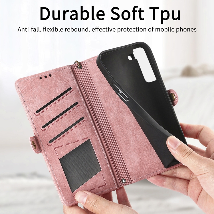 For Samsung Galaxy S23 5G Geometric Zipper Wallet Side Buckle Leather Phone Case(Pink) For Samsung Galaxy S23 5G Geometric Zipper Wallet Side Buckle Leather Phone Case(Pink)