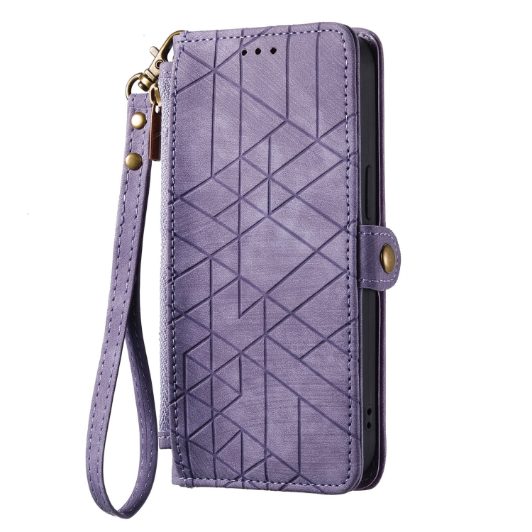 For Samsung Galaxy S21+ 5G Geometric Zipper Wallet Side Buckle Leather Phone Case(Purple) For Samsung Galaxy S21+ 5G Geometric Zipper Wallet Side Buckle Leather Phone Case(Purple)
