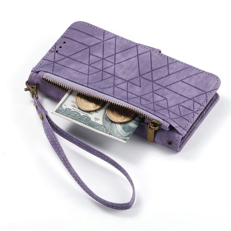 For Samsung Galaxy S21+ 5G Geometric Zipper Wallet Side Buckle Leather Phone Case(Purple) For Samsung Galaxy S21+ 5G Geometric Zipper Wallet Side Buckle Leather Phone Case(Purple)
