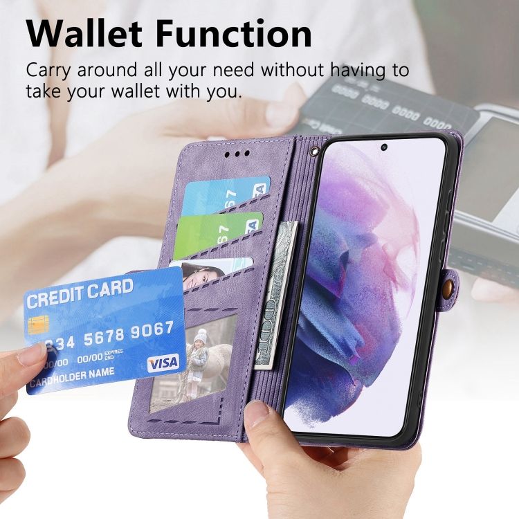 For Samsung Galaxy S21+ 5G Geometric Zipper Wallet Side Buckle Leather Phone Case(Purple) For Samsung Galaxy S21+ 5G Geometric Zipper Wallet Side Buckle Leather Phone Case(Purple)
