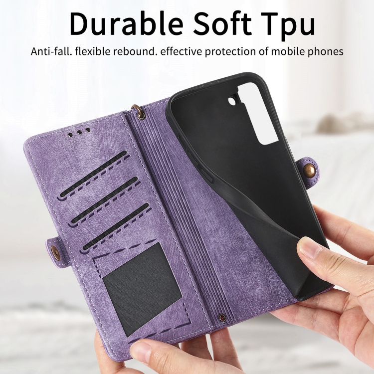 For Samsung Galaxy S21+ 5G Geometric Zipper Wallet Side Buckle Leather Phone Case(Purple) For Samsung Galaxy S21+ 5G Geometric Zipper Wallet Side Buckle Leather Phone Case(Purple)