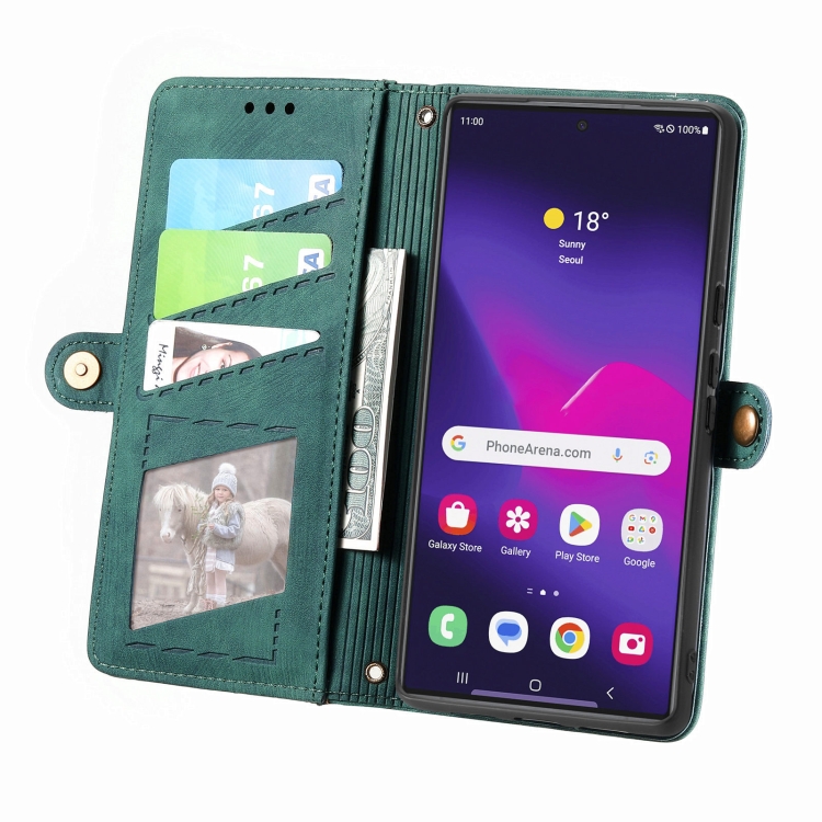 For Samsung Galaxy S24 Ultra 5G Geometric Zipper Wallet Side Buckle Leather Phone Case(Green) For Samsung Galaxy S24 Ultra 5G Geometric Zipper Wallet Side Buckle Leather Phone Case(Green)