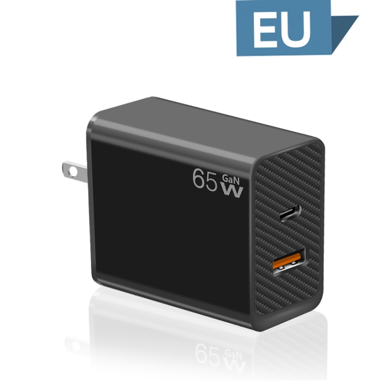 GaN PD48W Type-C PD3.0 + USB3.0 Fast Charger ，US Plug(Black)
