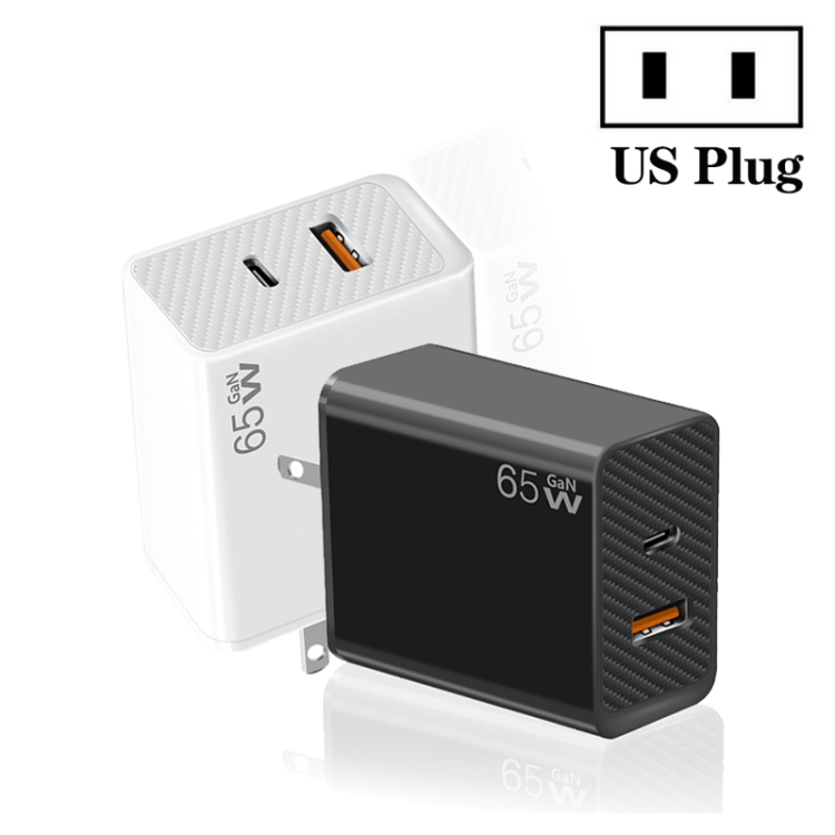 GaN PD48W Type-C PD3.0 + USB3.0 Fast Charger ，US Plug(Black)