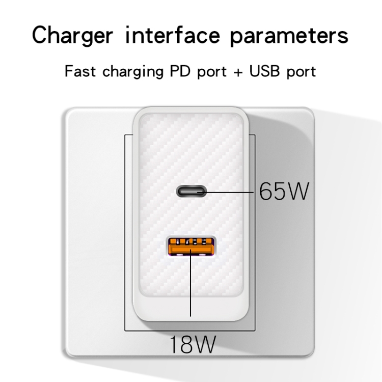 GaN PD48W Type-C PD3.0 + USB3.0 Fast Charger ，US Plug(Black)