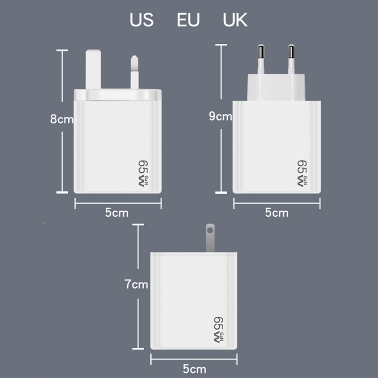 GaN PD48W Type-C PD3.0 + USB3.0 Fast Charger ，US Plug(Black)