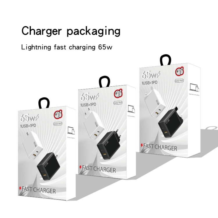 GaN PD48W Type-C PD3.0 + USB3.0 Fast Charger ，US Plug(Black)