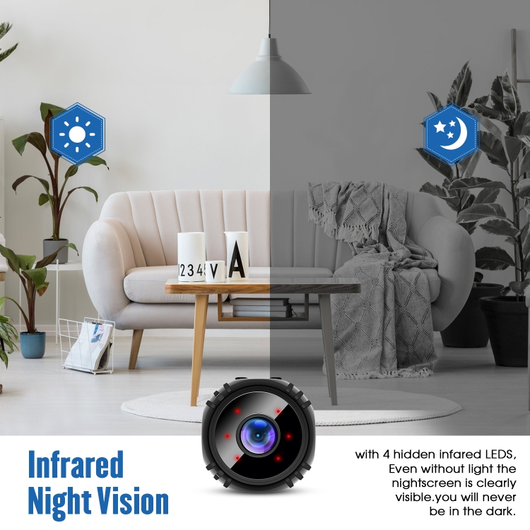 W8 Mini cámara HD 1080P Visión nocturna Batería Videovigilancia Wifi Cámara de casa inteligente (Negro) - B3