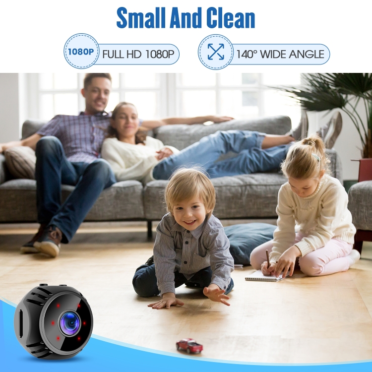 W8 Mini cámara HD 1080P Visión nocturna Batería Videovigilancia Wifi Cámara de casa inteligente (Negro) - B5