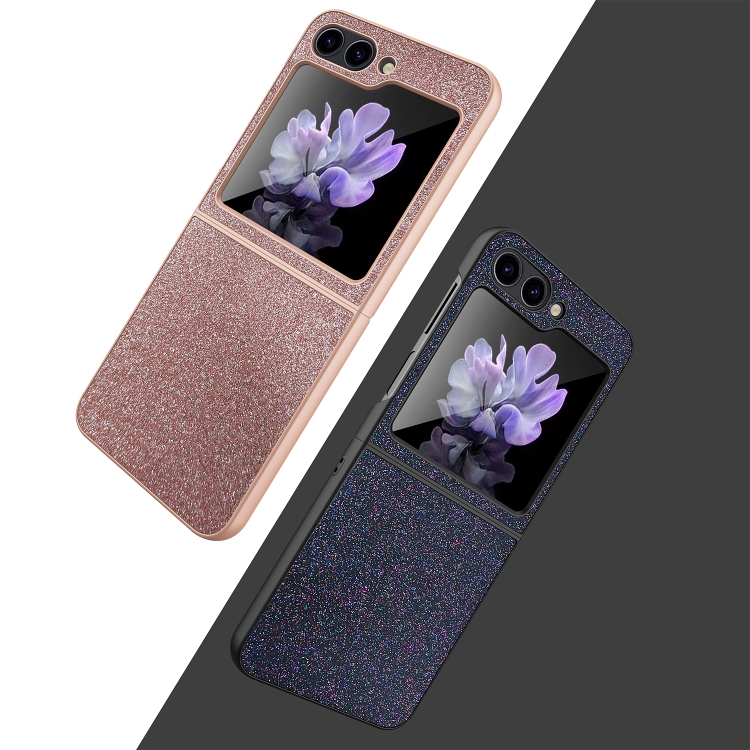For Samsung Galaxy Z Flip5 5G Glitter Powder Skin PU All-inclusive Phone Case(Rose Gold) For Samsung Galaxy Z Flip5 5G Glitter Powder Skin PU All-inclusive Phone Case(Rose Gold)
