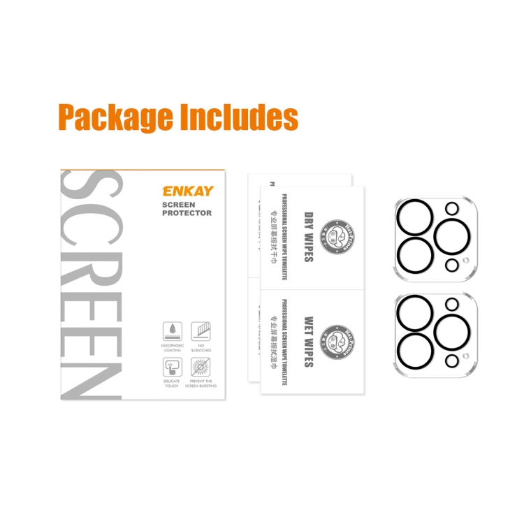 For iPhone 15 Pro / 15 Pro Max 2pcs ENKAY Hat-Prince 9H Rear Camera Lens Tempered Glass Film For iPhone 15 Pro / 15 Pro Max 2pcs ENKAY Hat-Prince 9H Rear Camera Lens Tempered Glass Film