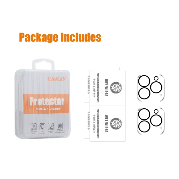 For iPhone 16 Pro / 16 Pro Max 2pcs ENKAY Hat-Prince 9H Rear Camera Lens Tempered Glass Film For iPhone 16 Pro / 16 Pro Max 2pcs ENKAY Hat-Prince 9H Rear Camera Lens Tempered Glass Film