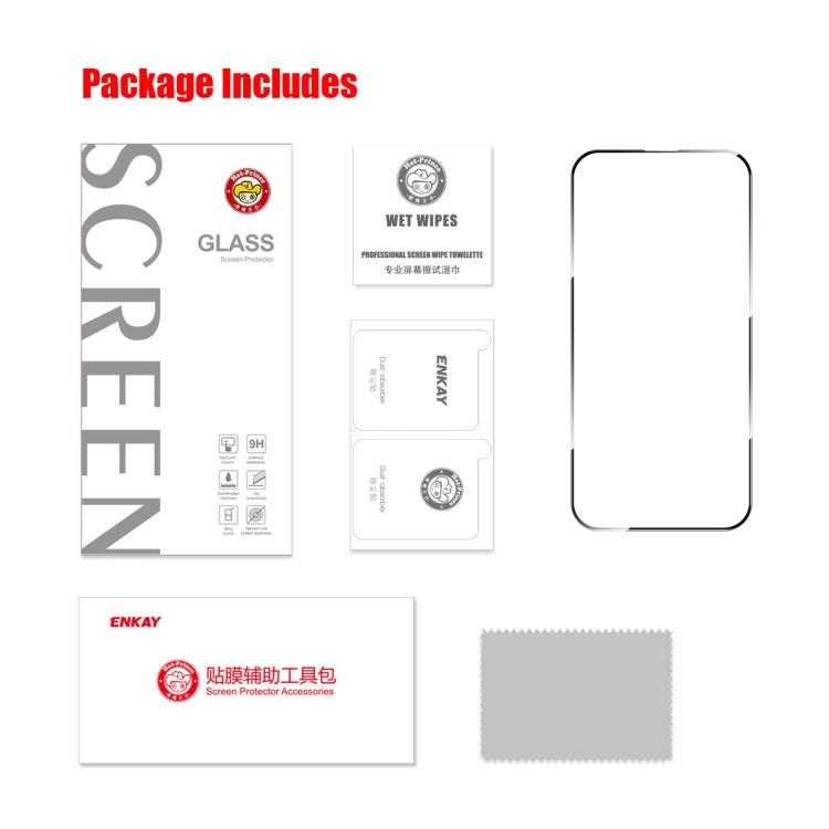For iPhone 16 Pro Max ENKAY Full Glue High Aluminum-silicon Tempered Glass Film For iPhone 16 Pro Max ENKAY Full Glue High Aluminum-silicon Tempered Glass Film
