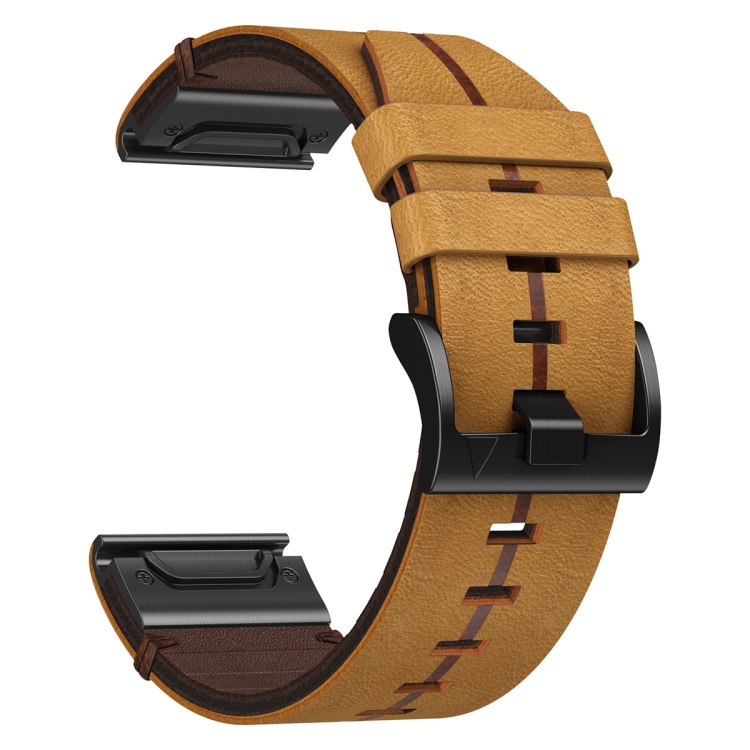 For Garmin Fenix 3 HR Leather Textured 26mm Watch Band Brown