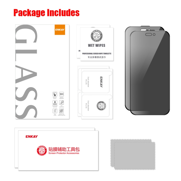 For iPhone 16 Pro 2pcs ENKAY Hat-Prince 28° Anti-peeping Tempered Glass Protector Full Screen Film For iPhone 16 Pro 2pcs ENKAY Hat-Prince 28° Anti-peeping Tempered Glass Protector Full Screen Film