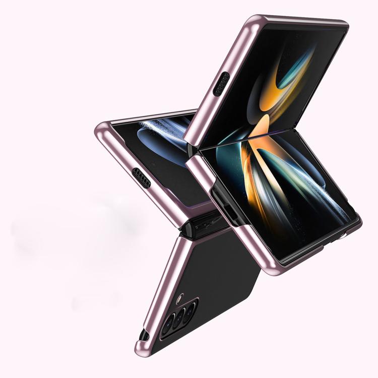For Samsung Galaxy Z Fold5 5G Electroplating Transparent PC Shockproof Phone Case(Rose gold)