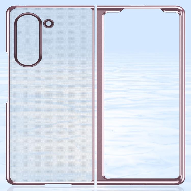 For Samsung Galaxy Z Fold5 5G Electroplating Transparent PC Shockproof Phone Case(Rose gold)