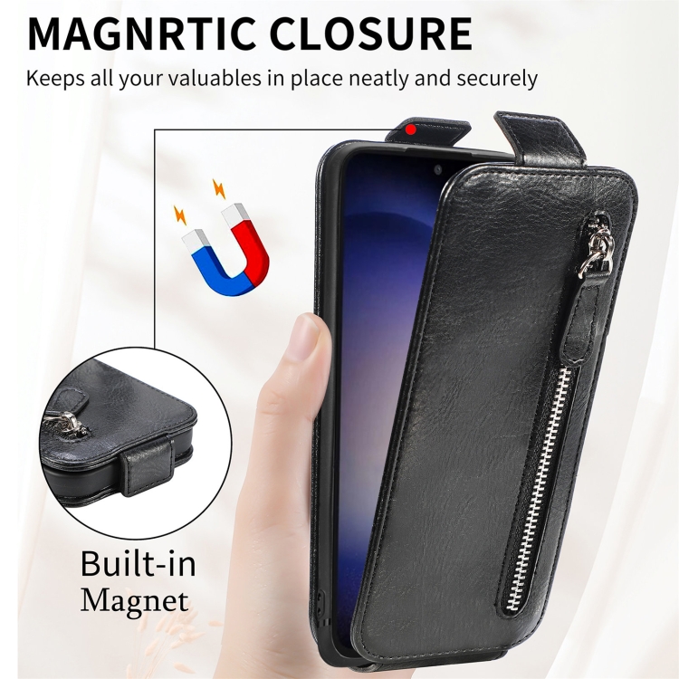 For Samsung Galaxy S23 FE 5G Zipper Wallet Vertical Flip Leather Phone Case(Black) For Samsung Galaxy S23 FE 5G Zipper Wallet Vertical Flip Leather Phone Case(Black)