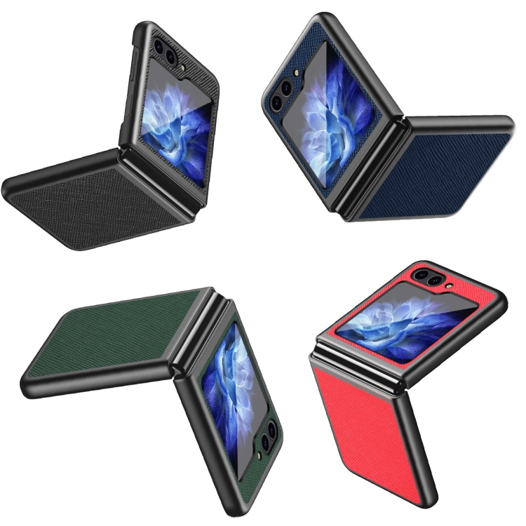 For Samsung Galaxy Z Flip6 5G Cross-Grain All-inclusive Shockproof Phone Case(Blue) For Samsung Galaxy Z Flip6 5G Cross-Grain All-inclusive Shockproof Phone Case(Blue)