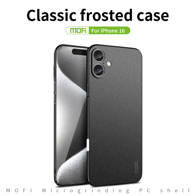 For iPhone 16 MOFI Fandun Series Frosted PC Ultra-thin All-inclusive Phone Case(Black) For iPhone 16 MOFI Fandun Series Frosted PC Ultra-thin All-inclusive Phone Case(Black)