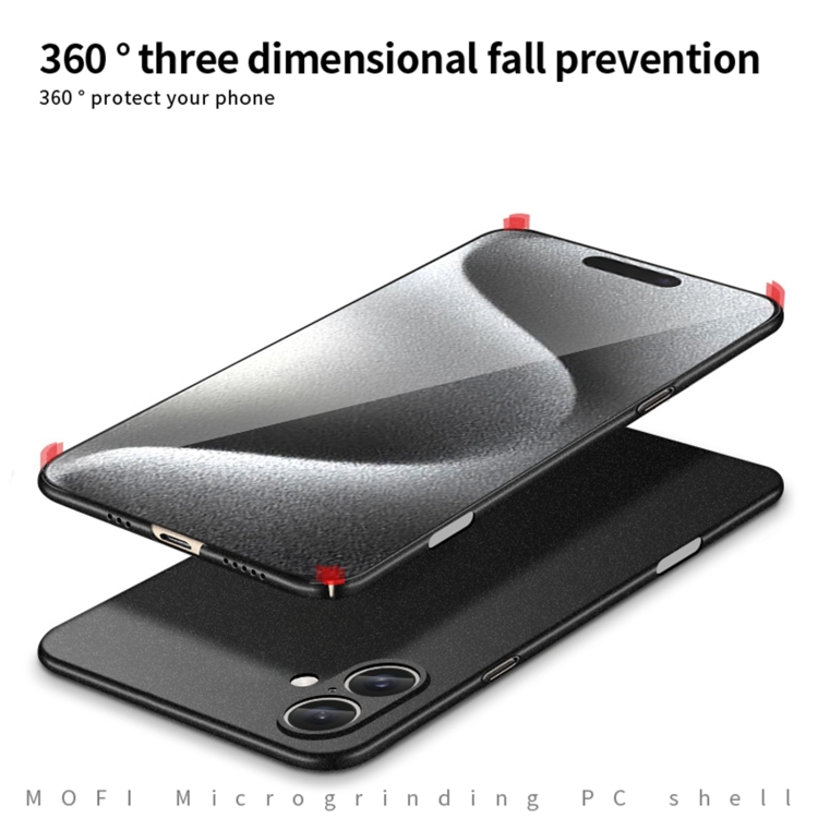 For iPhone 16 MOFI Fandun Series Frosted PC Ultra-thin All-inclusive Phone Case(Black) For iPhone 16 MOFI Fandun Series Frosted PC Ultra-thin All-inclusive Phone Case(Black)