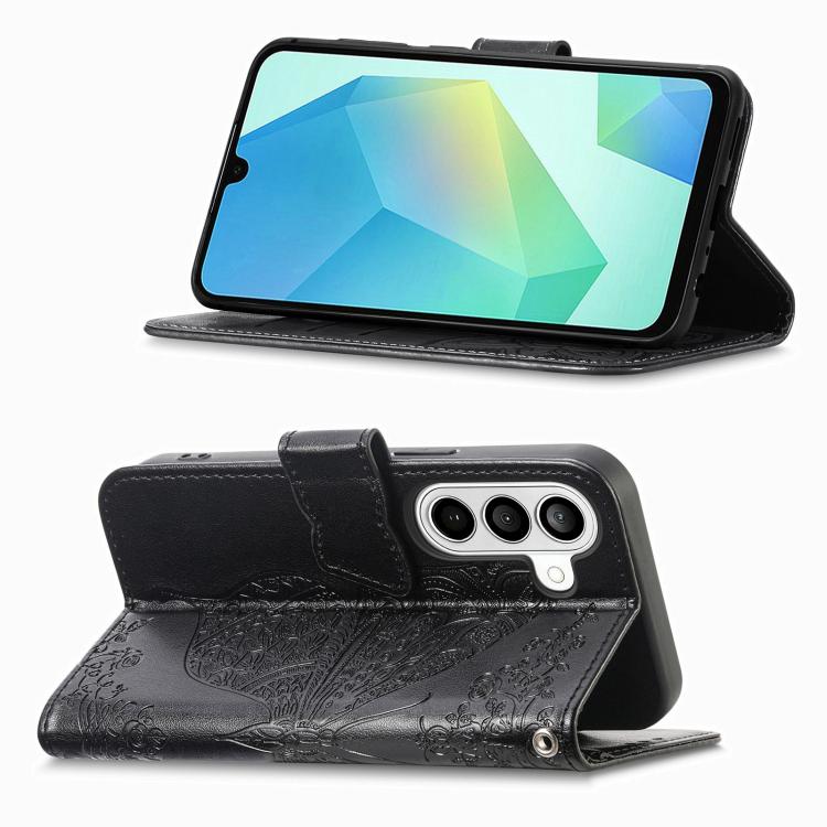 For Samsung Galaxy S26+ 5G Butterfly Love Flower Embossed Leather Phone Case(Black)