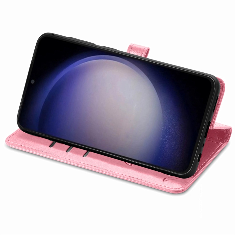 For Samsung Galaxy S23 FE 5G Cat and Dog Embossed Leather Phone Case(Pink) For Samsung Galaxy S23 FE 5G Cat and Dog Embossed Leather Phone Case(Pink)