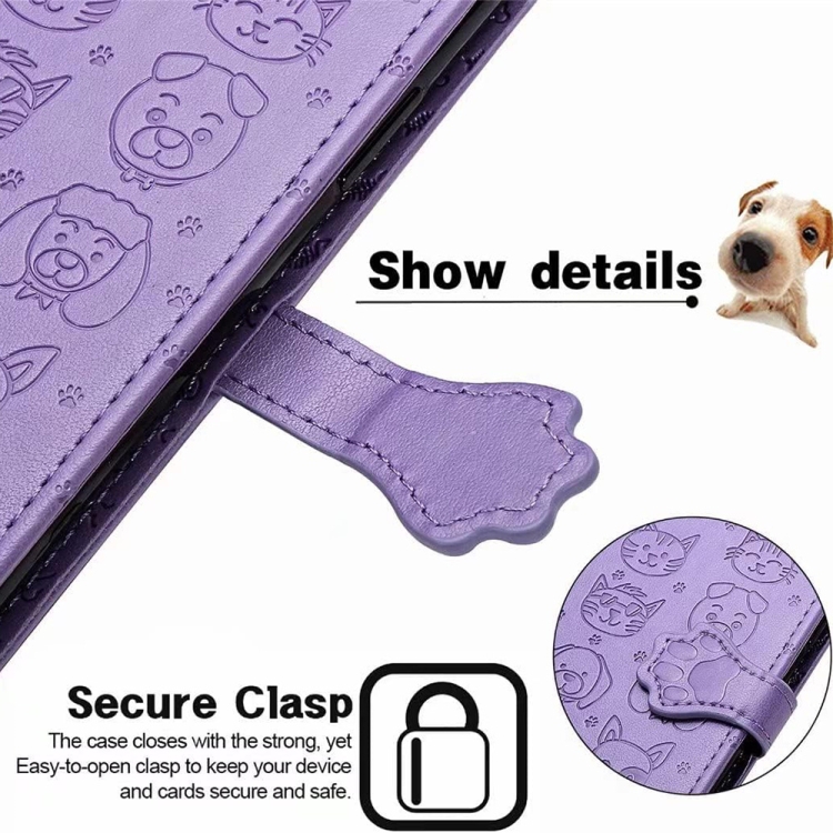 For Samsung Galaxy S25+ 5G Cat and Dog Embossed Leather Phone Case(Rose Gold) For Samsung Galaxy S25+ 5G Cat and Dog Embossed Leather Phone Case(Rose Gold)