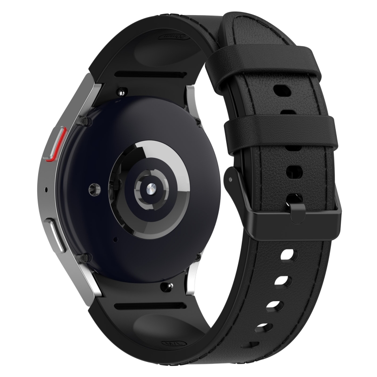 Para Samsung Galaxy Watch 6 Correa de reloj con hebilla negra de cuero de  silicona clásica