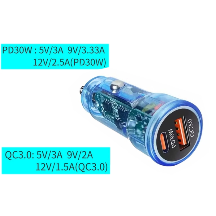 P35 48W PD30W+QC3.0 18W USB Transparent Car Quick Charge(Transparent) P35 48W PD30W+QC3.0 18W USB Transparent Car Quick Charge(Transparent)