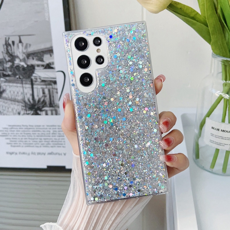 Para Samsung Galaxy S24 5G Estuche para teléfono de TPU epoxi con lentejuelas brillantes (plateado) - 1