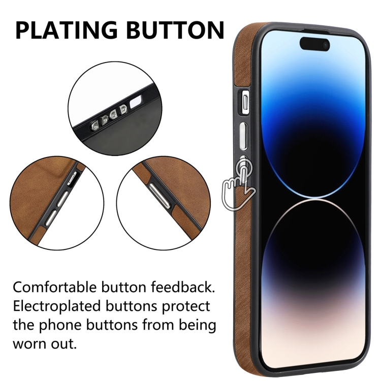 For iPhone 14 Pro Skin-Feel Electroplating TPU Shockproof Phone Case(Brown) For iPhone 14 Pro Skin-Feel Electroplating TPU Shockproof Phone Case(Brown)