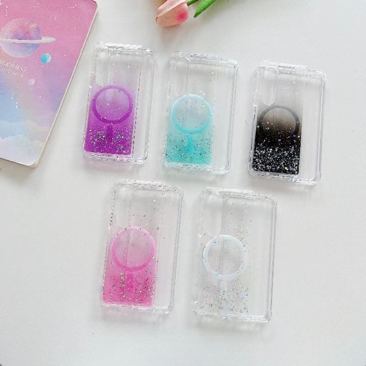 For Samsung Galaxy Z Fold4 Magsafe Glitter TPU Phone Protective Case(Pink)