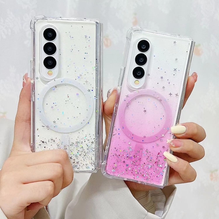 For Samsung Galaxy Z Fold4 Magsafe Glitter TPU Phone Protective Case(Pink)